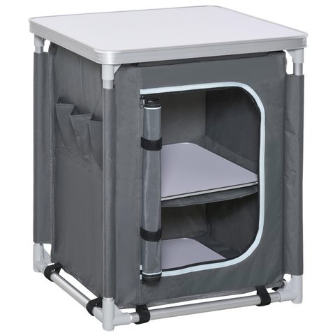Outsunny Cuisine de camping - armoire de camping - plan de travail, nombreux rangements, sac transport inclus - armature alu. Oxford