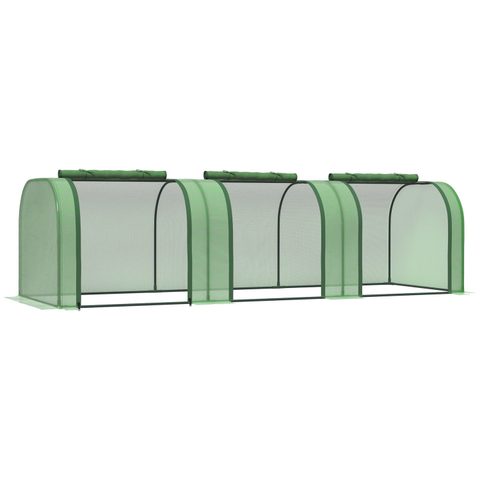 Outsunny Mini serre de jardin serre à tomates 2,95L x 1l x 0,8H m acier PE haute densité 140 g/m² anti-UV 3 fenêtres zip enroulables