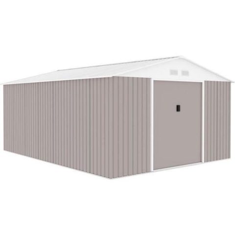 Market24 SATURNE Abri de jardin en métal 15,16 m² - 340 x 446 x 210 - Kit d'ancrage inclus, 2 portes coulissantes