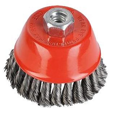 Kreator Brosse métallique rotative soucoupe Ø 100 mm fils torsadés en acier pour meuleuse
