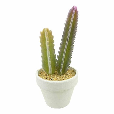 Homea Plante Artificielle en Pot 1 Tige Cactus 22cm