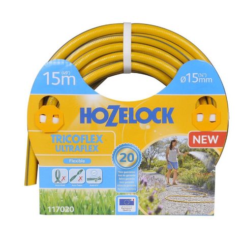 Hozelock Tuyau d’arrosage anti torsion - jaune bandes 3D grises (48 uc/pal) - 19mm - 20m