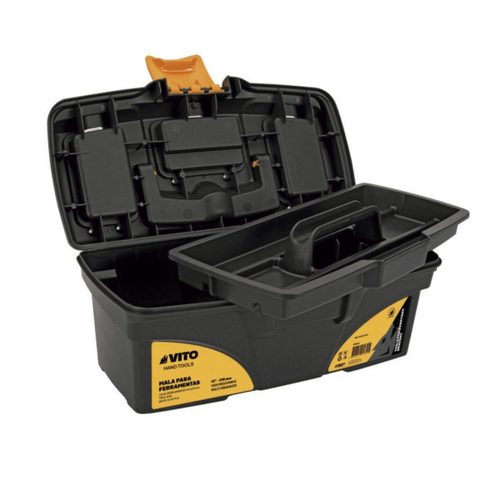 Vito Boite à outils 16 41 x 20.9 x 19.5 cm - Caisse à outils vide 2 organiseurs et porte outils Amovible