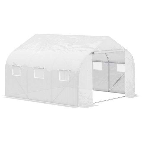Outsunny Serre tunnel de jardin 3,5 x 3 x 2 m grande taille 6 fenêtres