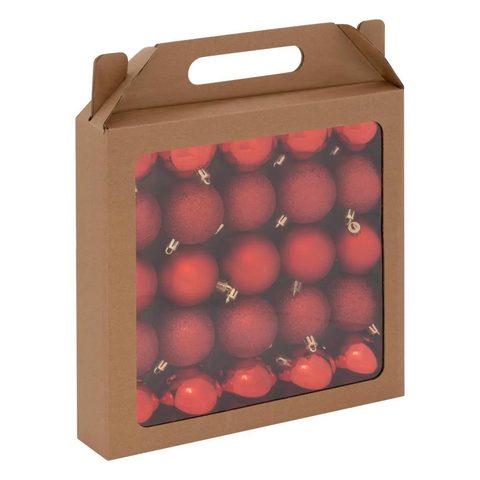 Feeric Light & Christmas Boule de noël rouge effet lisse et relief à paillettes ∅60mm - 25 pièces