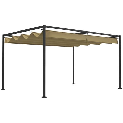 Outsunny Pergola rétractable 2,98L x 2,13l x 2,22H m structure métal époxy anticorrosion toile polyester haute densité 180 g/m² incluse