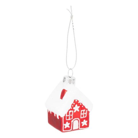 Feeric Light & Christmas Suspension de noël en verre maison rouge et blanche 7cm