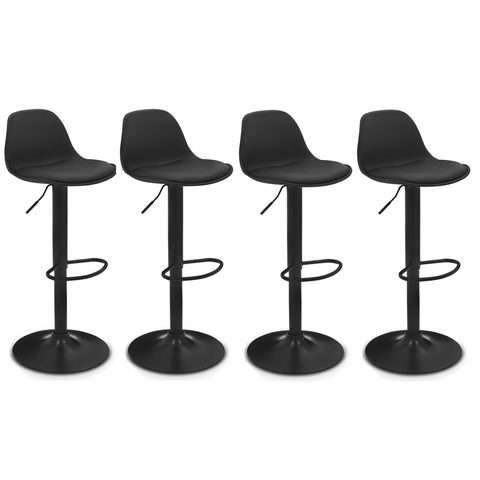 Id Market Lot de 4 tabourets de bar karl design noir pied