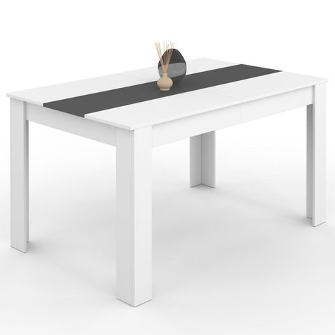 Id Market Table à manger rectangle georgia 6 personnes blanche et grise 140 x 80 cm