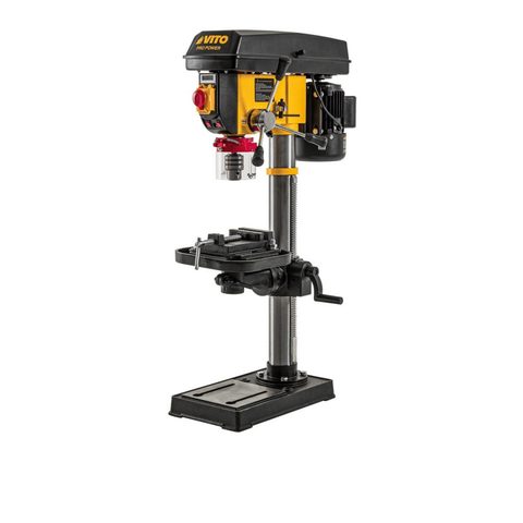 Vito Perceuse à colonne 750W 16mm – Variateur 550-2500 tr/min Écran Digital Table Inclinable Butée de Profondeur