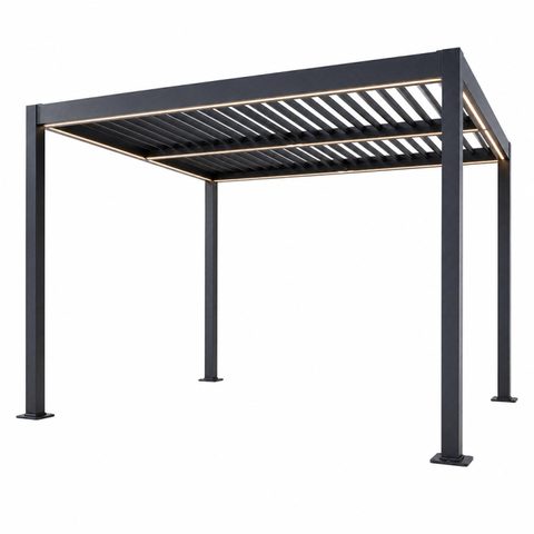 Concept Usine Pergola bioclimatique à LED 3x3m structure aluminium lames orientables CORFU
