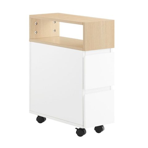 Sobuy Table De Chevet à 2 tiroirs - Blanc - 50x20x61cm - Nordique - FBT155-NW
