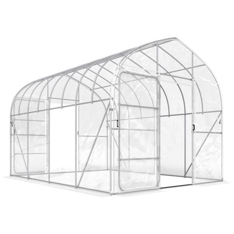Outsunny Serre tunnel jardin 12 m² - 2 portes - acier galvanisé - bâche
