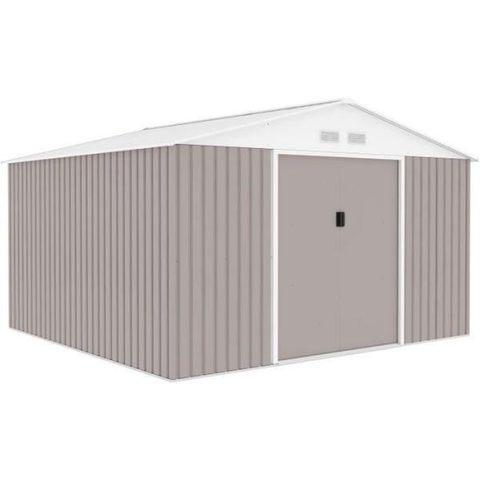 Market24 JUPITER Abri de jardin en métal 10,85 m² - 340 x 319 x 210 cm - Kit d'ancrage inclus, 2 portes coulissantes