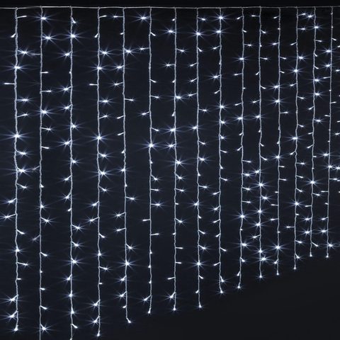 Feeric Light & Christmas Guirlande extérieur rideaux 600 LED - Longueur 2 m - Blanc froid