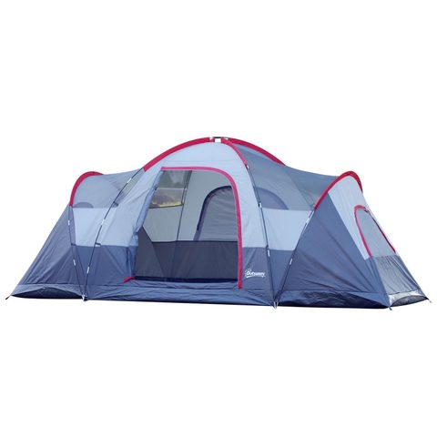 Outsunny Tente de camping familiale 5-6 pers. - grande porte + 3 fenêtres - dim. 4,55L x 2,3l x 1,8H m fibre verre polyester oxford