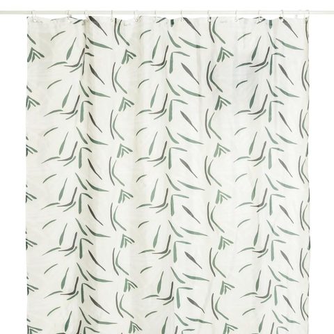 5Five Rideau de douche l.180 x H.200 cm en polyester, motifs feuilles, Duo