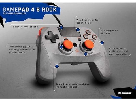 Snakebyte Rock Gamepad Orange/Gris pour PS4