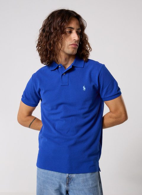 Polo Ralph Lauren Vêtements Polo coupe ajustée en piqué 710680784 Bleu pour homme
