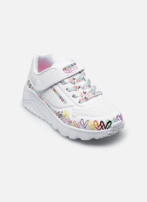 Skechers Baskets Uno Lite Heart Craze Goldcrown Blanc pour homme