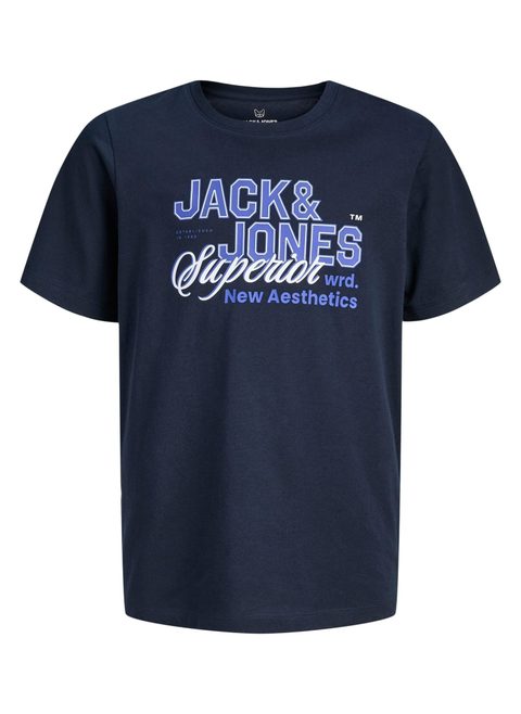 Jack & Jones T-shirt enfant JJELOGO TEE SS O-NECK Bleu pour garçon