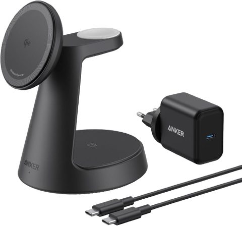 Chargeur sans fil - ANKER - MagGo - 15W - 3-en-1 - Certifié Qi2