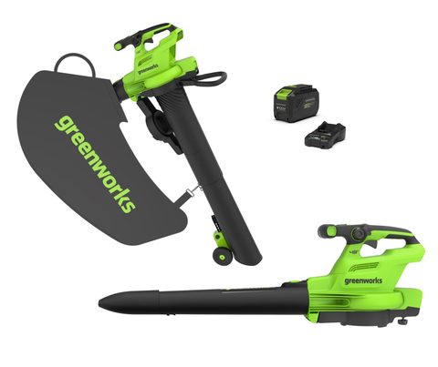 Greenworks Souffleur aspiro-broyeur Brushless DVT 48V - Batterie 4,0Ah et chargeur - GD48BVIIK4