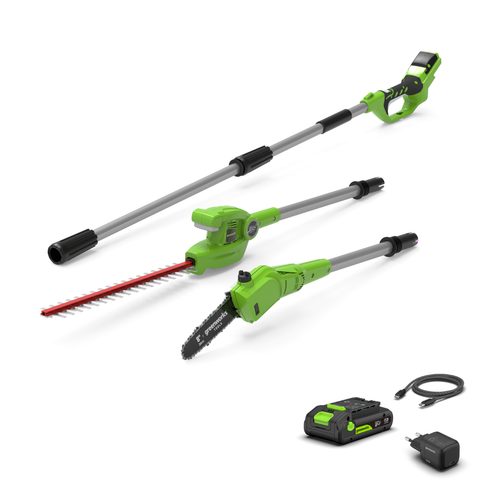 Greenworks POWERALL 24V Élagueuse & taille-haie sur perche - Batterie 2Ah