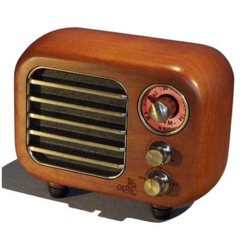 Opis Radio 3 – Petit Haut-parleur Bluetooth Rétro En Bois Et Radio Vhf (merisier)