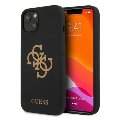 Guess Etui do iPhone 13 mini 5,4 czarny Silicone 4G Logo