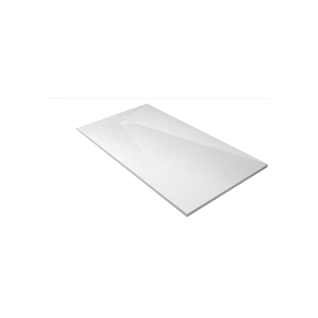 Aurlane Receveur à poser en matériaux composite SMC - Finition ardoise blanc mat - 80x120 cm