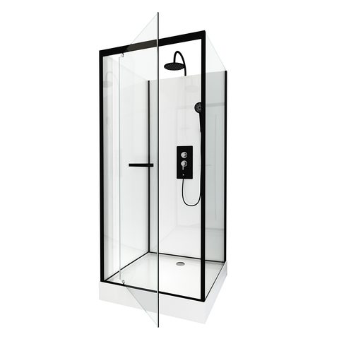 Galedo Cabine de douche l.70 x L.70 x H.230 cm – porte pivotante, style industriel noir & blanc, City