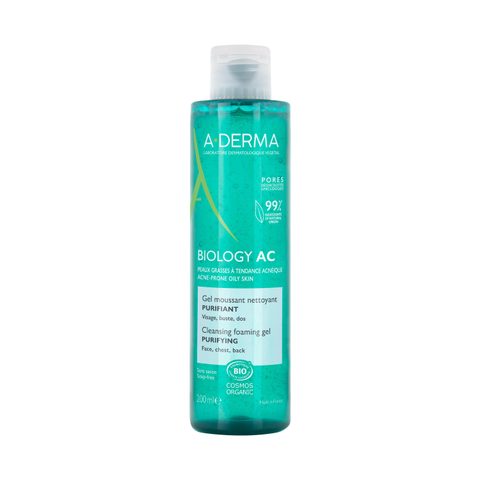 A-Derma Biology AC gel moussant purifiant pour peaux grasses et mixtes 200 ml