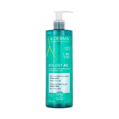 A-Derma Biology AC gel moussant purifiant pour peaux grasses et mixtes 400 ml