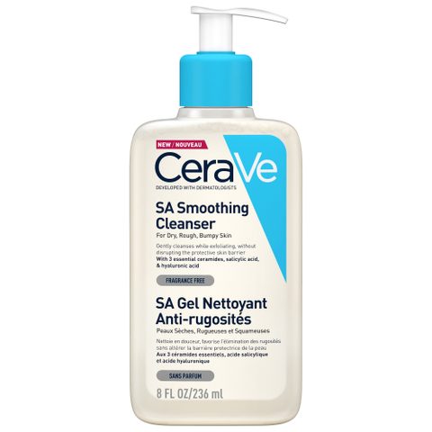 CeraVe Cleansers SA Smoothing Cleanser gel nettoyant adoucissant pour peaux sèches 236 ml