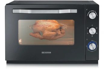 Severin TO2073 MINI FOUR, 60 L, noir, 2200 W, chaleur tournante, tournebroche