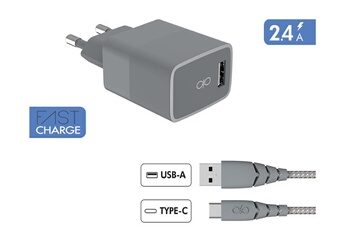 Force Power Chargeur secteur USB A + Cable USB C 1.2m Recycle