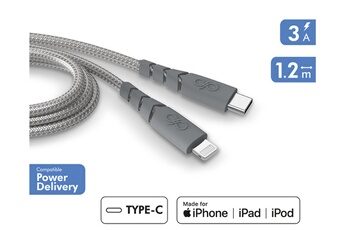 Force Power Cable Ultra Renforce C/Lightning 1.2m Recycle Gris
