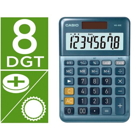 Casio Ms-80e Calculatrice de bureau 8 chiffres Tx +/- Double zéro clé couleur