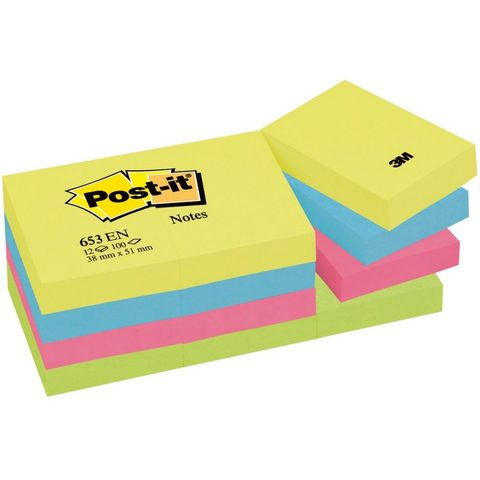 Post-It 3M Professeur Rainbow lot 653TFEN, 51 x 38 mm, 4