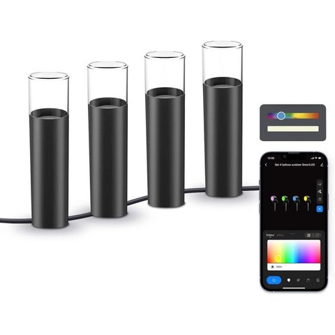 Ksix Pack 4 Balises Extérieures Smartled RGBWIC - IP65 - Contrôle APP - Installation Facile