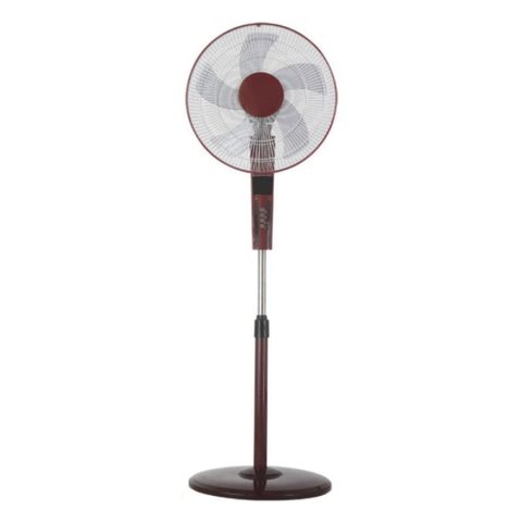Iluminashop Ventilateur sur Pied 60W 5 Pales 3 Vitesses Télécommande Minuterie Burdeos/Noir