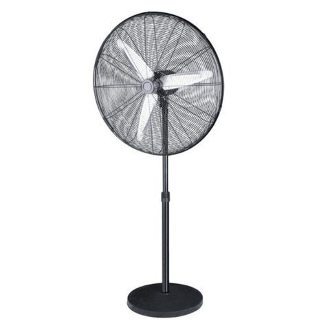 Iluminashop Ventilateur sur Pied 180W 3 Vitesses Métal Noir/Argent Tête Orientable