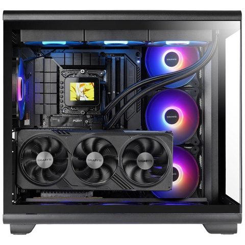 Mars Gaming Mc-rev ATX avec double verre trempé et 3 ventilateurs ARGB inversés, 12 cm