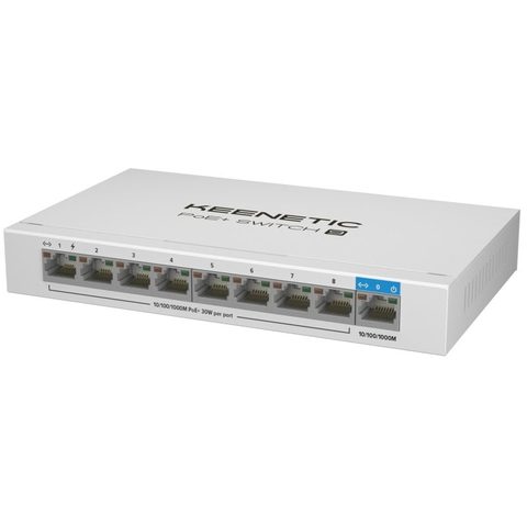 Keenetic Commutateur PoE+ 9 KN-4710: 9 ports Gigabit au total + 8 ports PoE+, puissance maximale: 120 W