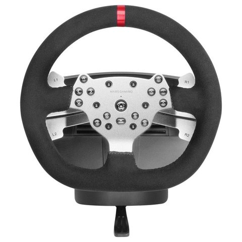 Mars Gaming Volant de simulation MWH-RSX, double moteur à retour de force, 3 pédales de changement de vitesse