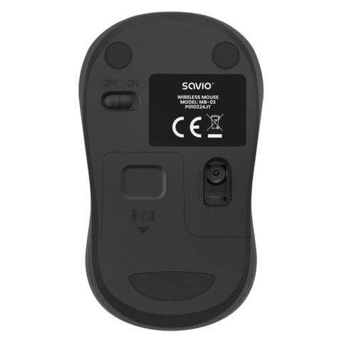 Savio Souris sans fil 1000 DPI Bluetooth USB Compact Noir Récepteur inclus