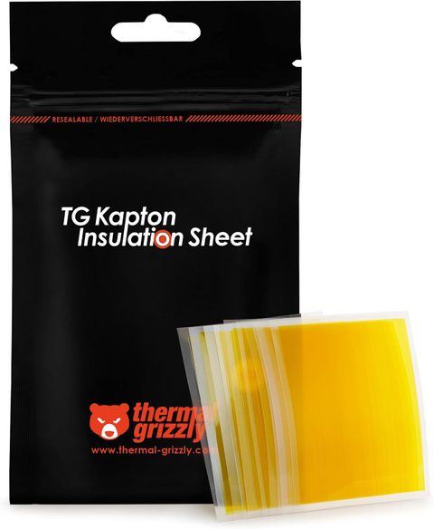 Thermal-grizzly Feuille isolante thermique Kapton Grizzly 50 bandes 10x60mm 40μm 280°C Haute résistance