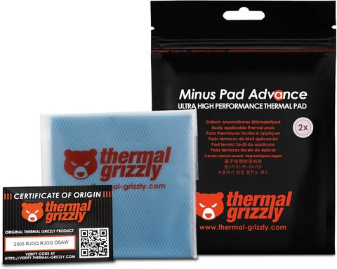 Thermal Grizzly Pads Thermiques - Minus Pad Advance - 100x100x1 5mm - Non conducteur - Haute compressibilité