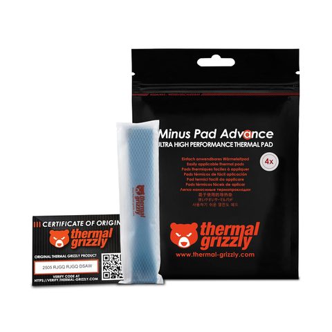 Thermal Grizzly Minus Pad Advance 120 x 20 x 1 mm, tampon thermique non conducteur à haute conductivité